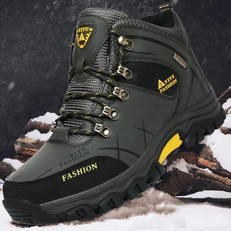 Men's Hiking Boots Black Size 10 Waterproof PU Rubber Sole 1