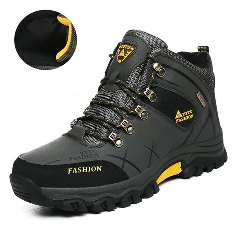 Men's Hiking Boots Black Size 10 Waterproof PU Rubber Sole 2