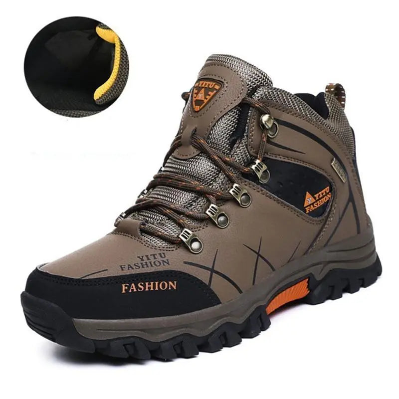 Men's Hiking Boots Black Size 10 Waterproof PU Rubber Sole 4