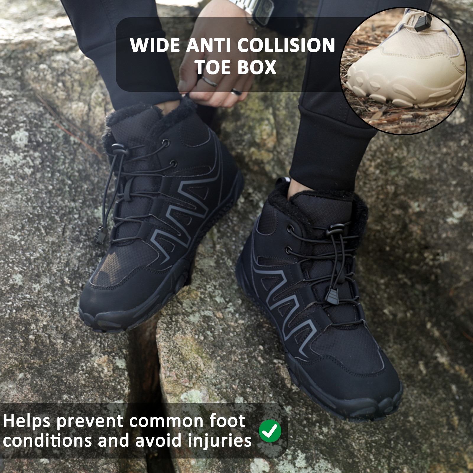 Unisex High-Top Snow Boots Black Size 6.5-12 Waterproof Winter Footwear 5