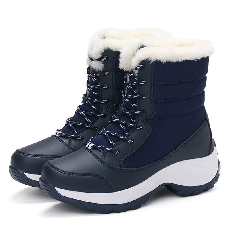 Women's Snow Boots Black Size 5-9 Synthetic Fur Lining Winter Shoes 8