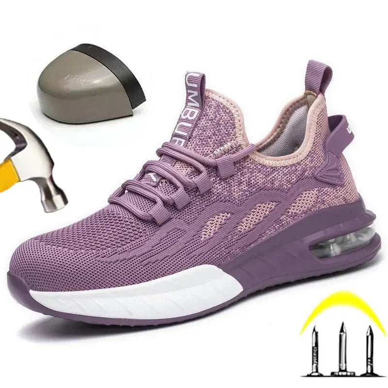 Women's Steel Toe Sneakers Purple Size 5-11 Synthetic Non Slip Work Shoes 3